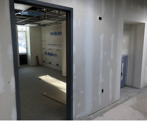Interior office view of memorial hall renovation