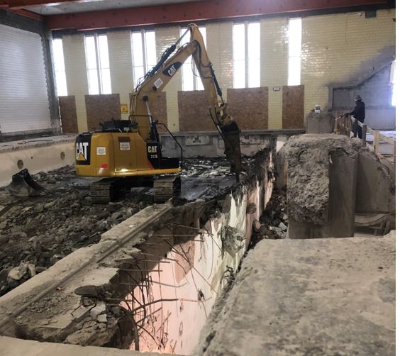 Memorial Hall demo of pool