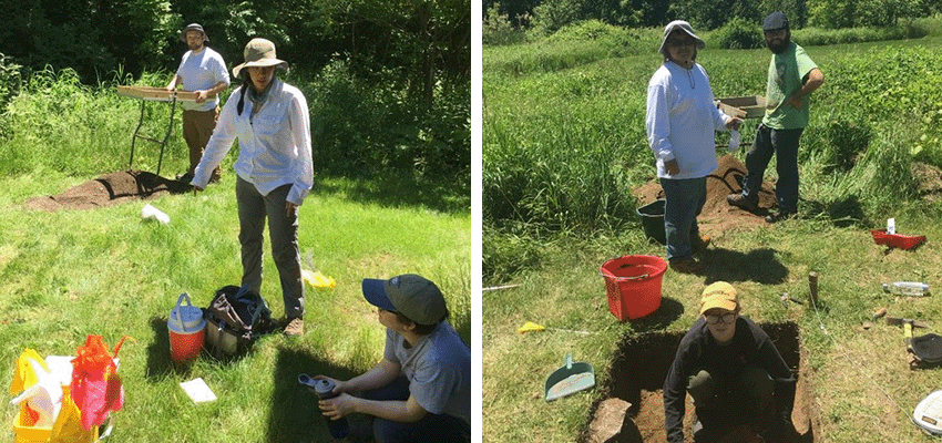 Archaeological work at Allen Farm. Description below