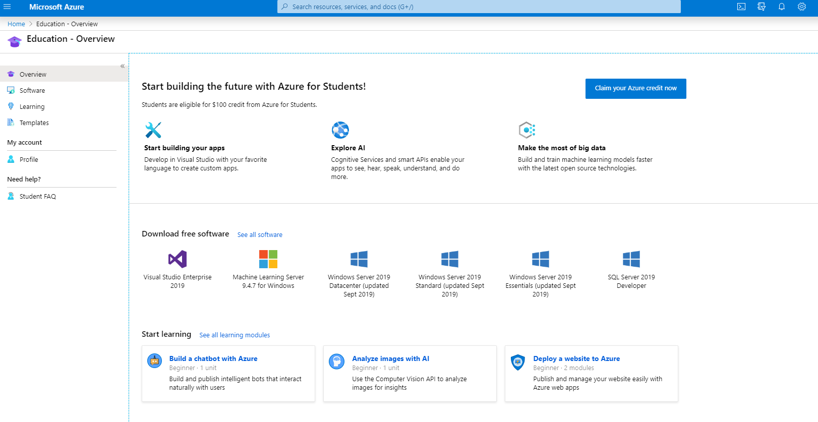 Microsoft Azure - Web Hosting Step 7 Screenshot