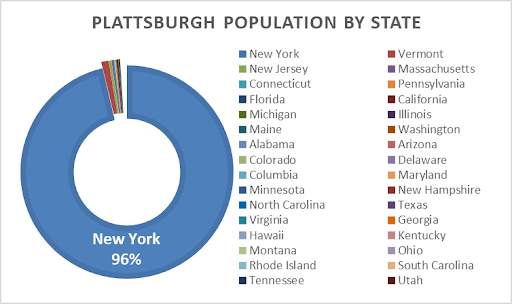 Circle chart showing student population with NY making 96% of graph.