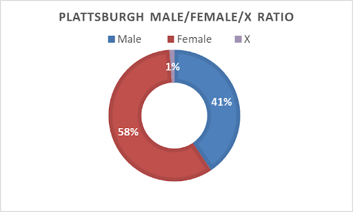 Circle graph illustrating undergraduate population by sex