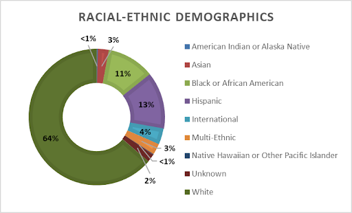 Circle chart showing undergraduate racial/ethnic diversity, explained in text