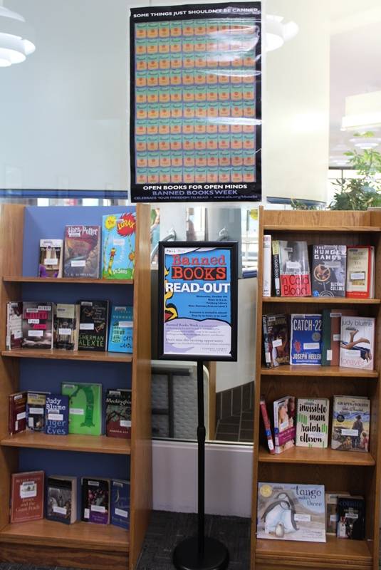 banned book shelves
